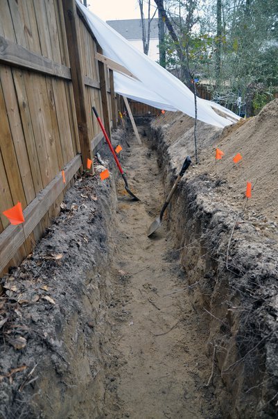 Digging out the trench